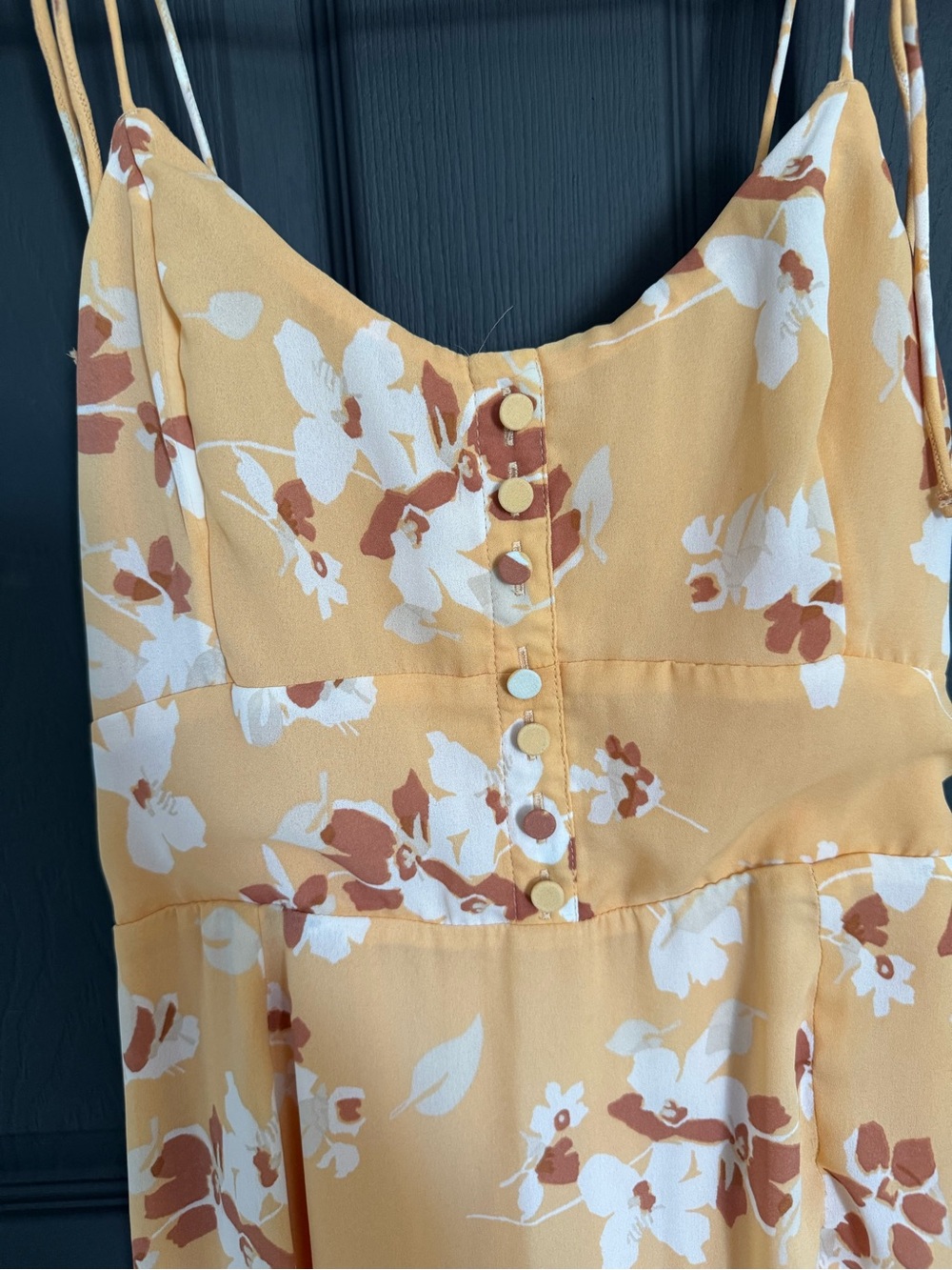 Abercrombie & Fitch Yellow Floral Tie Strap Midi Dress XS Petite - Picture 5 of 8
